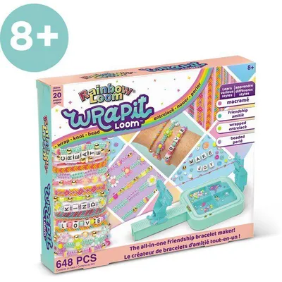 Immagine prodotto di Set fai da te per braccialetti dell'amicizia  BANDAI  Rainbow Loom  Wrapit  648 pezzi  20 progetti fai da te