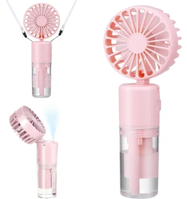 Produktbild von Tragbarer Handventilator mit Wassernebel, 4000mAh, USB, 4 Geschwindigkeiten, Rosa