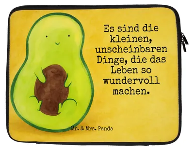 Produktbild von Mr. & Mrs. Panda Laptop Tasche Avocado Kern Design 20 x 28 cm - Weiß - Geschenk, Liebe, Hülle, Laptoptasche, Pflanze, Sleeve, Spruch Leben, Baby, Laptophülle