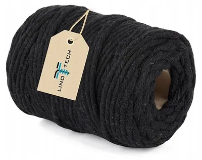 Produktbild von Linotech Baumwollschnur für Makramee schwarz 5mm 50m