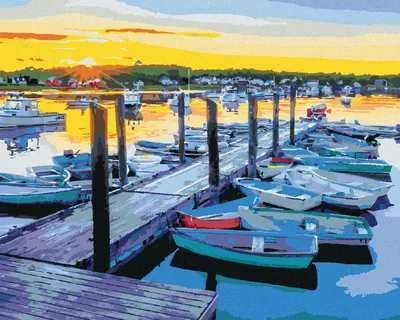 Produktbild von Zuty - Malen nach Zahlen - HAFEN UND SONNENUNTERGANG (TED DAVIS), 40x50 cm, mit Keilrahmen (bereits gespannt)