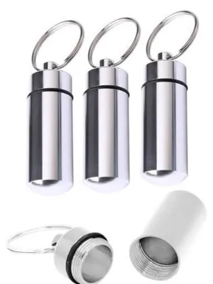 Image de Porte-médicaments en aluminium, lot de 3, étanches, petits, idéaux pour les déplacements, le camping et les voyages
