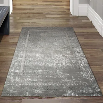 Obrázok produktu pre Moderný orientálny dizajnový koberec - Border shiny silver grey Veľkosť - 80 x 150 cm