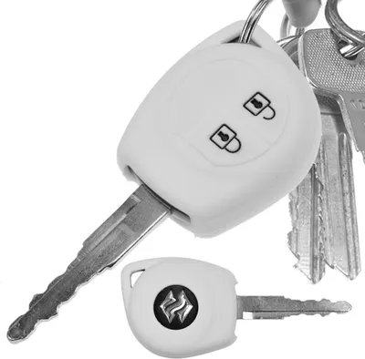 Produktbild von Auto Schlüssel Hülle Silikon Schutz Cover Weiß kompatibel mit OPEL Agila B Nissan Pixo Suzuki Alto SX4 Swift Splash 2 Tasten Funk Fernbedienung