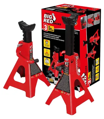 Productafbeelding van Krikstandaard jackstand - Dubbele vergrendeling - 3 ton - 1 paar - Rood