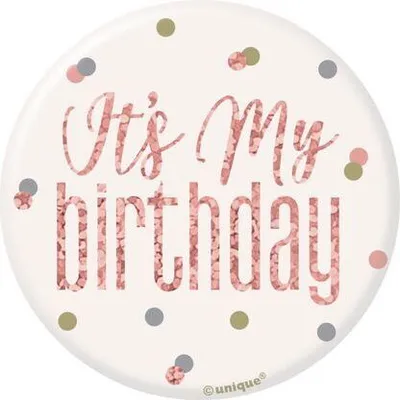 Produktbild von Anstecker "It's my Birthday" roségold