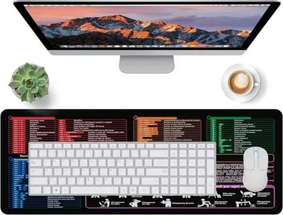 Produktbild von 800 x 300 mm Mauspad und Tastatur mit Verknüpfungen für den Bürogebrauch, große Schreibtischunterlage mit Tastenkombinationen