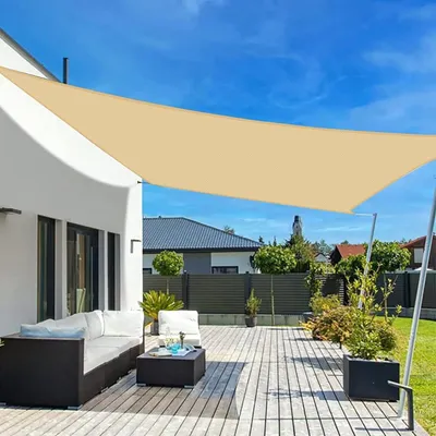 Produktbild von Sonnensegel 2x4m Wasserdicht Rechteckig Sandbeige PES Polyester 95% UV-Schutz