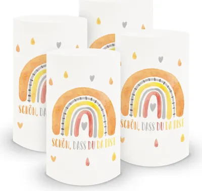 Produktbild von itenga 6x Windlicht Schön dass du da bist Regenbogen 10 cm