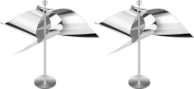 Produktbild von 2PCS Reflektierendes, windbetriebenes Schreckgerät aus Edelstahl, multifunktionaler, sich drehender Vogelabschrecker für den Außenbereich