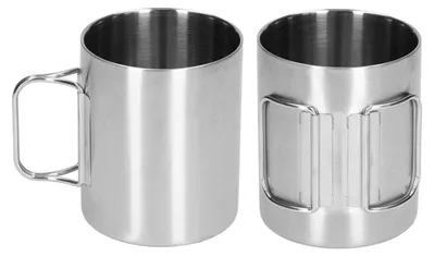 Produktbild von Edelstahl-Tasse Klappgriff, Korrosionsbeständige Kaffeetasse Aus 304 Edelstahl Camping Reisen