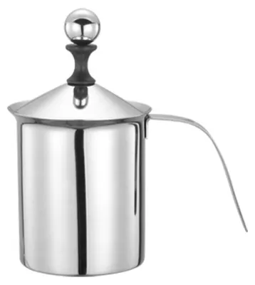 Produktbild von Zimilo 800ml Manueller Milchaufschäumer aus Edelstahl 304, Doppelter Siebeinsatz für Cremigen Milchschaum, für Cappuccino & Latte