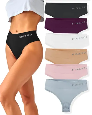 Productafbeelding van FINETOO tanga's voor dames, hoge taille, gemaakt van nylon en Elasthan, ademend, zacht en elastisch