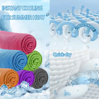 Zdjęcie produktu dla Chłodzące ręczniki z mikrofibry, zestaw 6 sztuk, wymiary 40 x 12 cali, oddychające, idealne do sportu i na lato