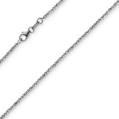 Produktbild von 1,8mm Kette Collier Kugelkette diamantiert aus 585 Gold Weißgold 45cm
