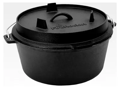 Produktbild von Dutch Oven 9 qt 8,5 L | Gusseisen Schmortopf ohne Füße | Gusstopf für Outdoor Camping | Gasgrill Lagerfeuer