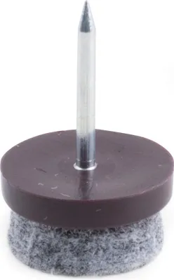 Image de Patin glisseur pour pied de meuble avec feutre O 17mm brun