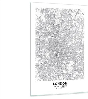 Produktbild von Bilder auf glas - Einteilig - Stadt Karte London - 80x120cm - Glasbilder - Wandbilder - Bilder - zum Aufhängen bereit - Wanddekoration aus Glas - Glas Bilder - Wandbild auf Glas - GPA80x120-4680