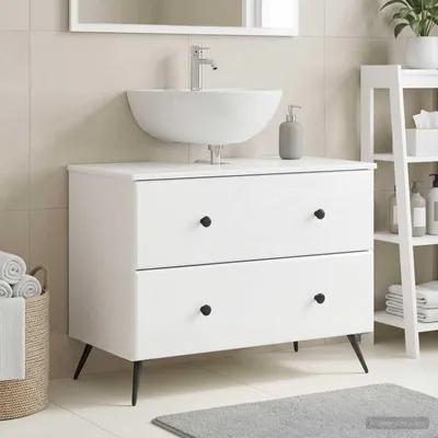 Zdjęcie produktu dla Maison Exclusive - Szafka pod umywalkę BREDA, wysoki połysk, biały, 82 x 41 x 59 cm