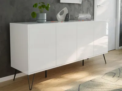 Produktbild von Kommode Maxim 155cm stehend 4 Türen Weiß hochglanz : Weiss hochglanz Varianten: Weiss hochglanz