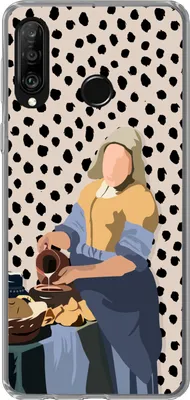 Produktbild von MuchoWow® Handyhülle Schutzhülle Hülle für Telefoonhoesje Huawei P30 Lite Alte Meister - Milchmädchen - Tupfen - Vintage Silikon Softcase Handy Hülle - Handyhülle