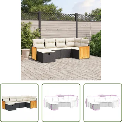 Produktbild von The Living Store 6-tlg. Garten-Sofagarnitur mit Kissen Schwarz Poly Rattan
