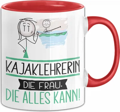 Produktbild von Kajaklehrerin Geschenk Tasse Becher Die Frau Die Allen Kann Geschenkidee für eine Kajaklehrerin Lustig (Rot)