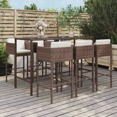 Produktbild von Maison Exclusive - 7-tlg. Gartenbar-Set mit Kissen Braun Poly Rattan