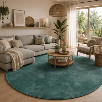 Produktbild von Luxus Super Soft Hochflor Teppich Melia Mintgrün Rund, Größe:160 cm Rund