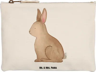 Produktbild von Mr. & Mrs. Panda Federmappe Hase Sitzen Grösse XL Große - Weiß - Geschenk, Kulturtasche, Stifteetui, Liebe, Ostern, Kulturbeutel, aufbewahrungsbeutel, Frohe, Osterhase