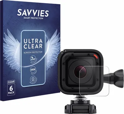 Produktbild von 6x Für GoPro Hero 4 Session Linse (Gehäuse) Schutzfolie Savvies Displayschutz Display Schutz Folie Klar Transparent