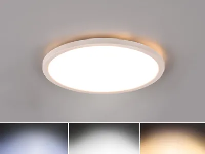 Produktbild von Flache LED Deckenleuchte dimmbar mit Fernbedienung & RGB Farbwechsel Weiß Ø 29cm