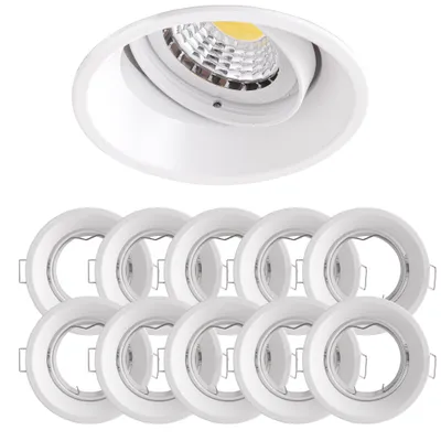 Produktbild von 10x Einbaurahmen Mattes Weiß 827W Ø75 mm für Leuchtmittel GU10 | MR16 IP20