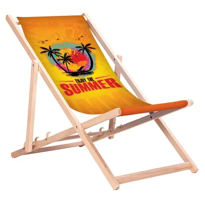 Image de Chaise longue classique en hêtre GreenBlue GB183 avec l'inscription « Enjoy The Summer »