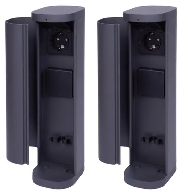 Produktbild von Novatool 2x Steckdosenturm 2-fach außen Anthrazit rund mit Blende IP44 Steckdose Aussen Gartensteckdose Outdoor Steckdosesäule Garten Steckdosenturm (Elektro)