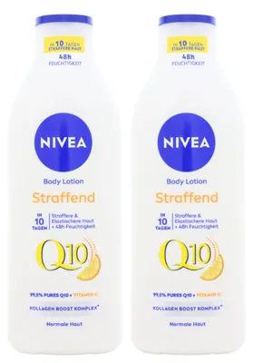 Produktbild von 2 x NIVEA Q10 Body Lotion Straffend je 400ml mit Vitamin C Orangenduft