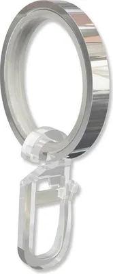 Produktbild von Interdeco Ringe mit Gleiteinlage und Faltenhaken, Gardinenringe mit Einlage für Gardinenstangen 20 mm Ø, Chrom (Packung 24 Stück)
