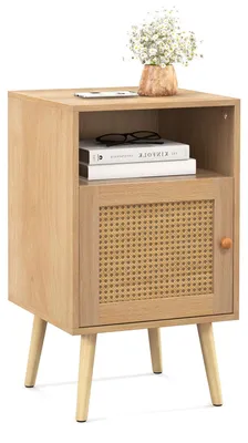 Rotan-Nachttisch mit Schrank und Regal, 40x39x70 cm