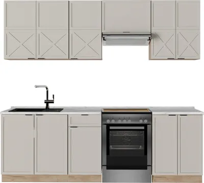 Produktbild von Küchenzeile Vicco Fame-Line GrauBeige/Goldkraft Eiche 240 cm ohne Arbeitsplatte, Model 50508