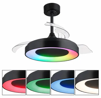 Produktbild von LED Deckenventilator, schwarz, dimmbar, Fernbedienung, D 91 cm