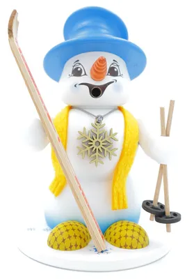 Produktbild von Kuhnert Erzgebirge - Schneemann Räuchermann,-figur,-männchen 19cm - Skifahrer