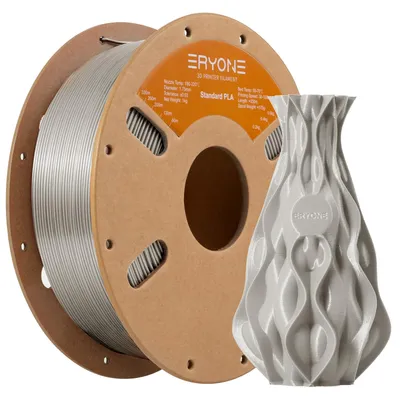 Immagine prodotto di Filamento PLA ERYONE, 1,75 mm, filamento per stampante 3D, precisione dimensionale +/- 0,03 mm, bobina da 1 kg, colore grigio