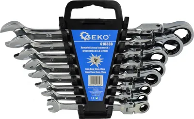 Immagine prodotto di Set di chiavi a cricchetto snodate 8 – 22 mm, chiavi combinate a cricchetto con snodo/snodabili, 8 pezzi Geko