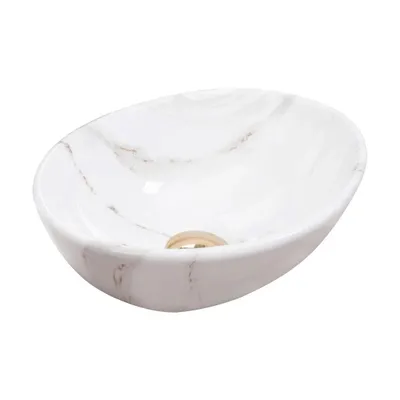 Produktbild von VBChome Waschbecken Mini Aiax Shiny 35 x 26 x 13 cm Kleine Keramik Oval Waschtisch Aufsatzwaschbecken Gäste WC