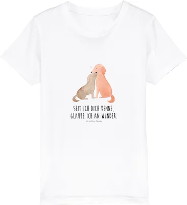 Produktbild von Mr. & Mrs. Panda Kleinkinder T-Shirt Hunde Liebe 9-11 Jahre (134/146) - Weiß - Geschenk, Kindershirt, Optimitisch, Wunder, Teenager, Bio Kinder, Sprüche, Kinder-T-Shirt