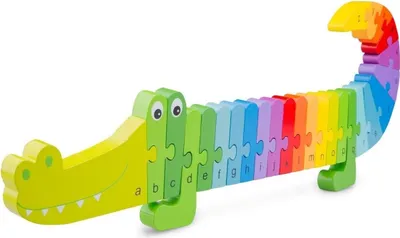 Image de New Classic Toys Bois Alphabet Puzzle Crocodile - Jouets éducatifs pour enfants