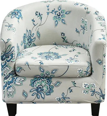 Obrázek produktu pro 2 kusy potahu na židle Club Chair Covers, Stretch Printed Chair Cover s odděleným krytem sedáku na židli, kryt na pohovku ve vaně (White Mimosa)