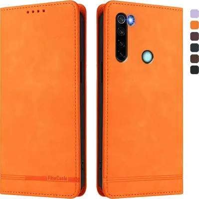 Image de Etui pour Xiaomi Redmi Note 8, étui rétro en cuirPolyuréthaneavec support et fentes pour cartes Orange