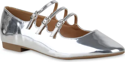 Produktbild von VAN HILL Damen Riemchenballerinas Ballerinas Klassisch Freizeit Schuhe 841167, Farbe: Silber, Größe: 37