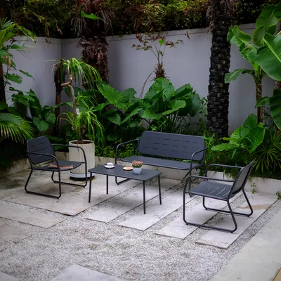 Immagine prodotto di Set di mobili da giardino 'Andria' in acciaio 4 pezzi grigio antracite